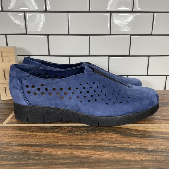 Clarks Daelyn Summit Women's Size 9 Shoes Blue Leather Comfort Wedge Loafer - Picture 3 of 12